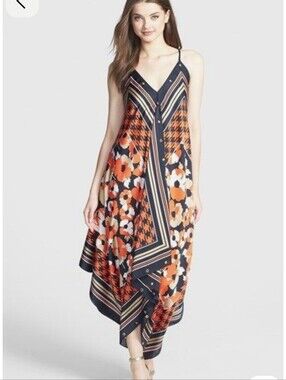 MICHAEL Michael Kors Black and Orange Floral Slip Dress